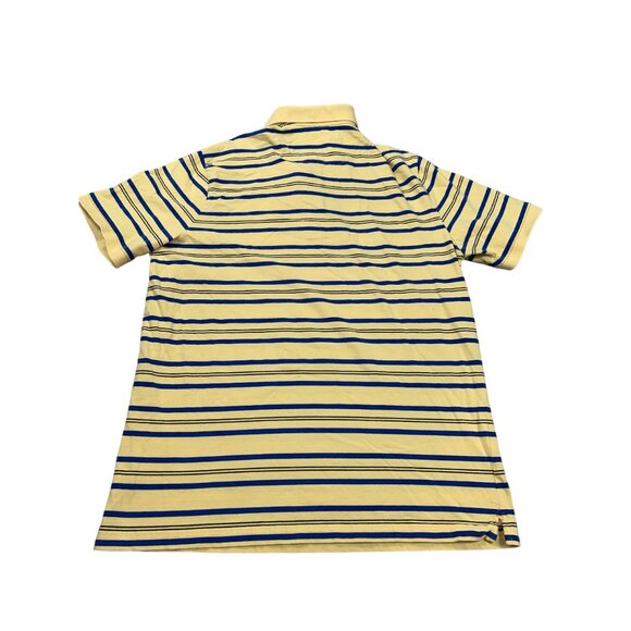 Chaps Men's Large Yellow & Blue Striped Polo Golf Grandpa Shirt 100% Cotton - Picture 2 of 9